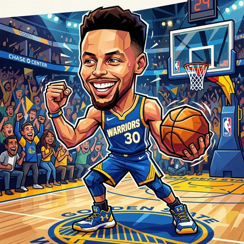 Stephen Curry Cartoon Caricature - Smiling Art