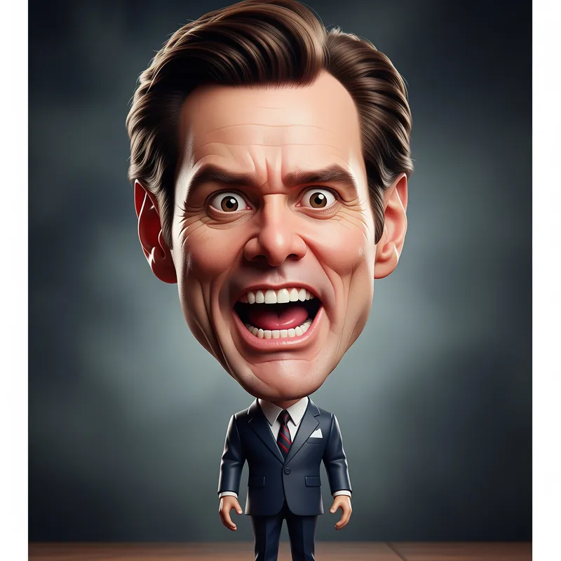 Jim Carrey's Exaggerated Caricature Face Art
