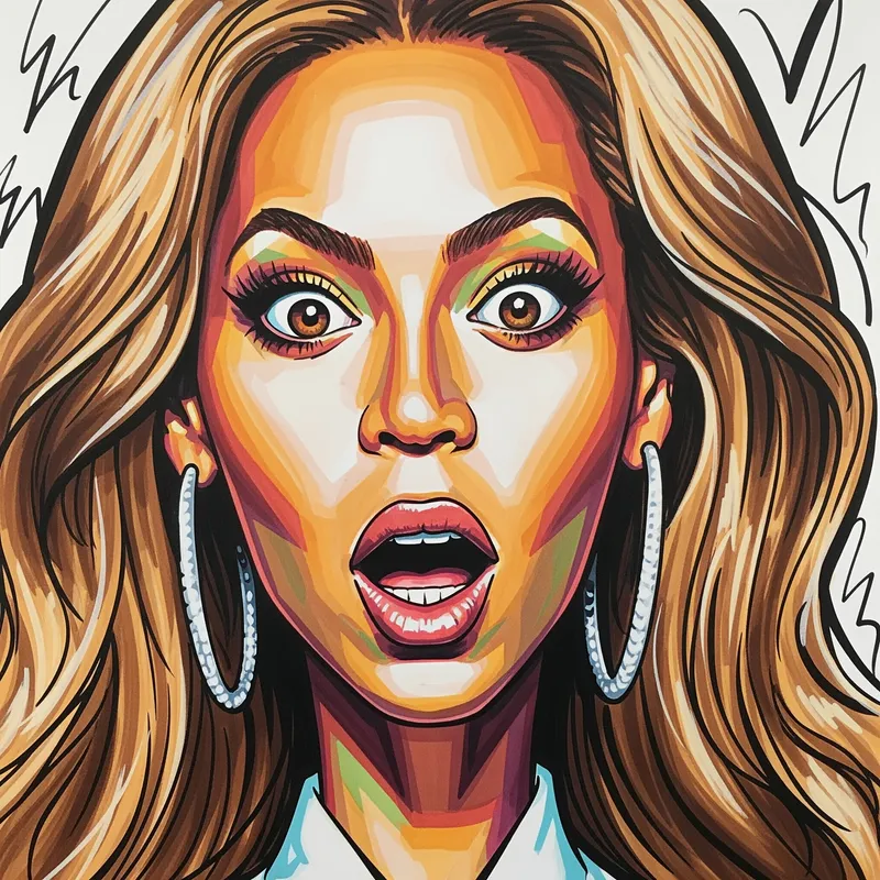 Exaggerated Caricature of Beyonce in Acrylic Markers