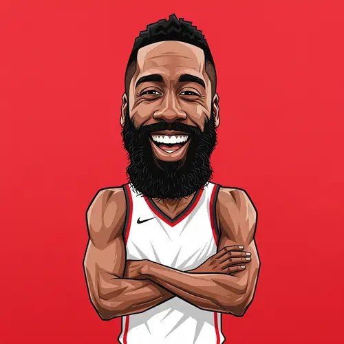 James Harden Cartoon Caricature - Smiling & Fun
