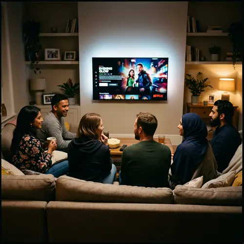 Evening Smart TV Viewing with Friends