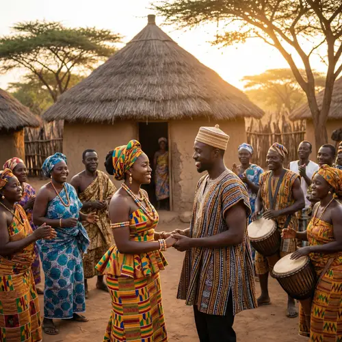 Heartwarming African Wedding Scene | Traditional Attires & Rustic Huts