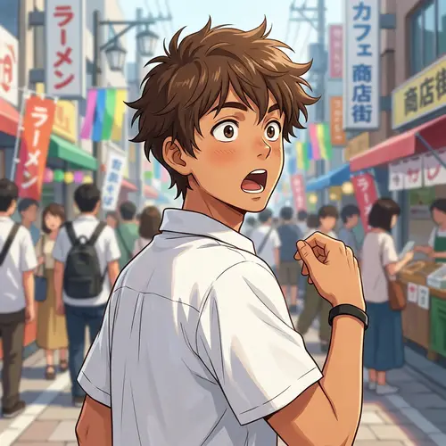 Surprised Anime Young Man in White Shirt