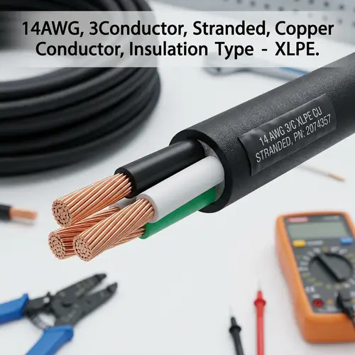 14AWG 3-Conductor Stranded Copper Wire - XLPE Insulation