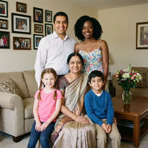 Multicultural Family Gathering | Warm Living Room Scene