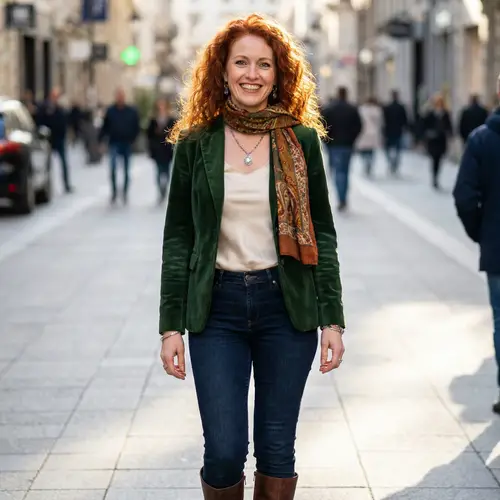 Vivid Red Hair and Sparkling Green Eyes - Radiant Woman Portrait