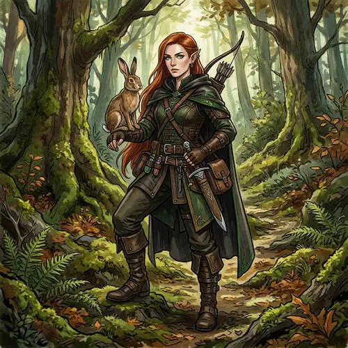 Woodland Half-Elf Rogue Character Design Concept Art