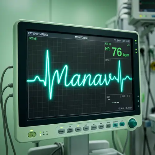 Heartbeat Art with the Name Manav