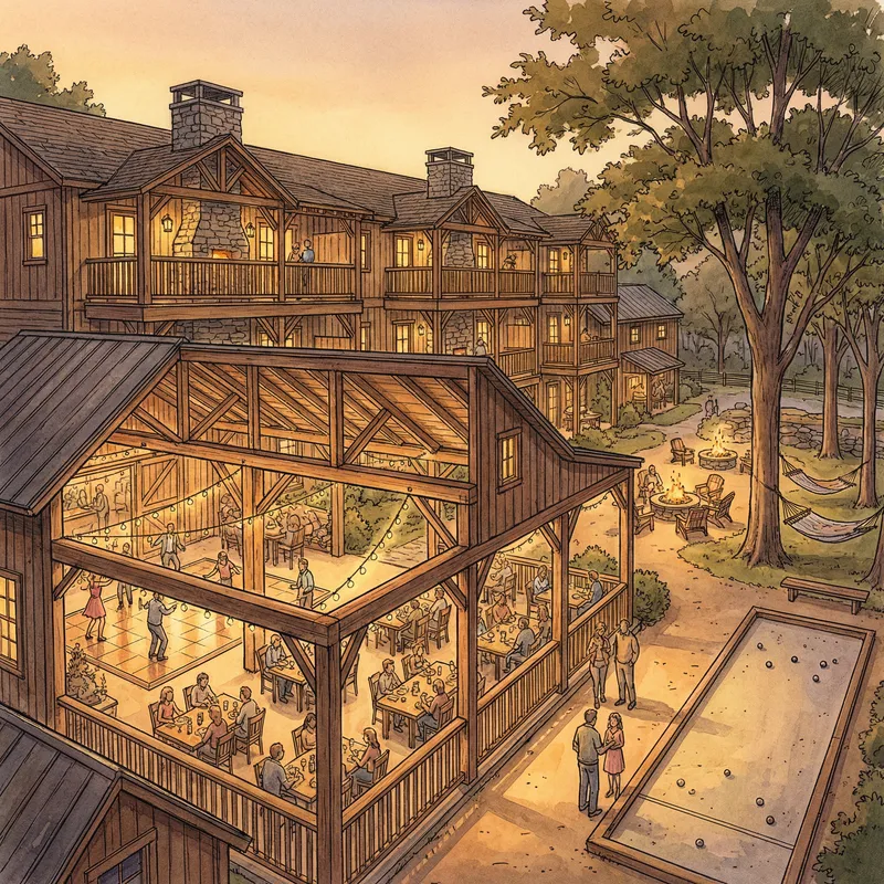 Rustic Restaurant Design with Lodging and Dance Floor