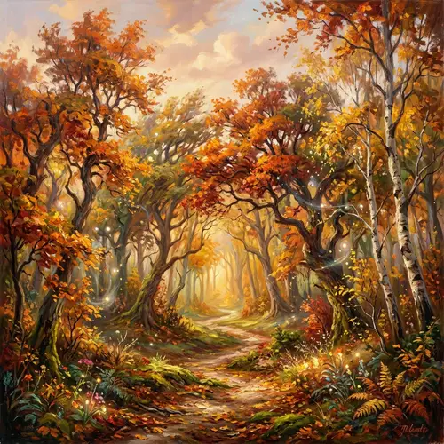 Enchanting Autumn Forest Painting | Fantasy-Inspired Scene