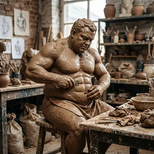 Clay Sculptor Transformation: From Rotund to Muscular