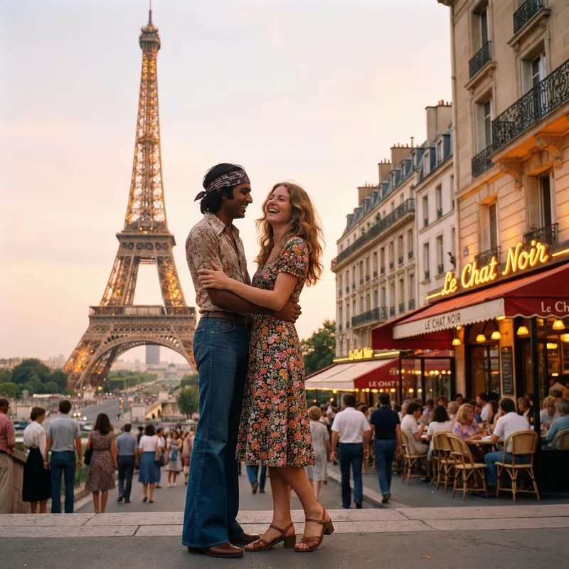 Romantic Couple in Paris 1975 - A Love Story