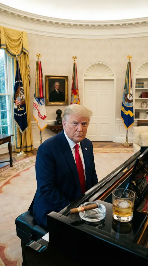 Trump at His Piano: A Professional Portrait