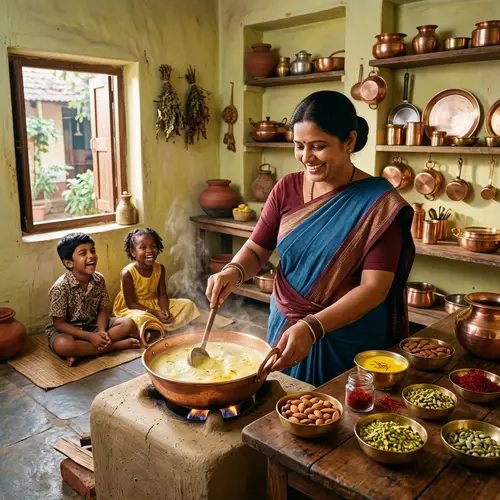 Colorful Traditional Indian Kitchen with Aromatic Ingredients