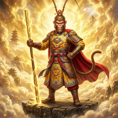 Fierce Monkey in Traditional Chinese Clothing - Celestial Power