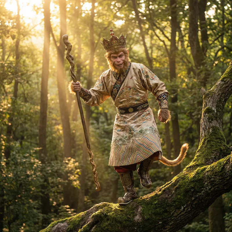 Sun Wukong Art - Legendary Monkey King in Golden Sunlight Sun Wukong Art - Legendary Monkey King in Golden Sunlight