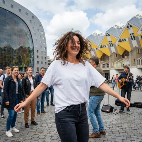 Dancing Woman in Rotterdam: A Joyous Street Performance