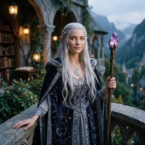 Elegant Silver-Haired Elf Mage Portrait