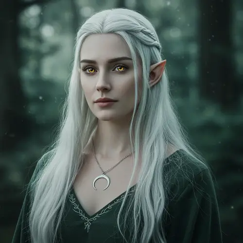 Elegant Silver-Haired Elf Mage Portrait