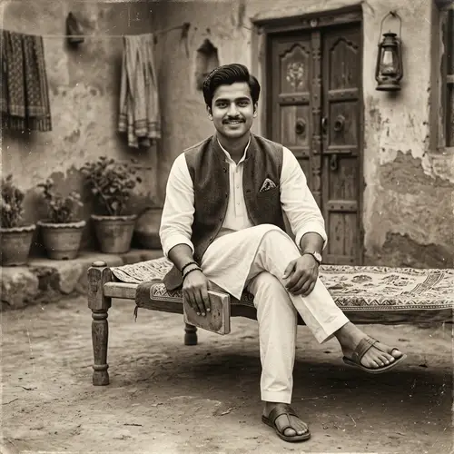 Indian Old Style Young Man Photo