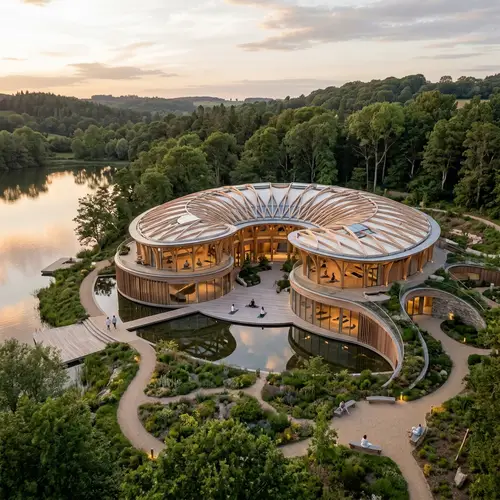Innovative Wellbeing Center with Wavy Round Roof Design