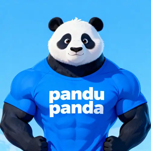 Muscular Panda in Blue Shirt | Pandu Panda