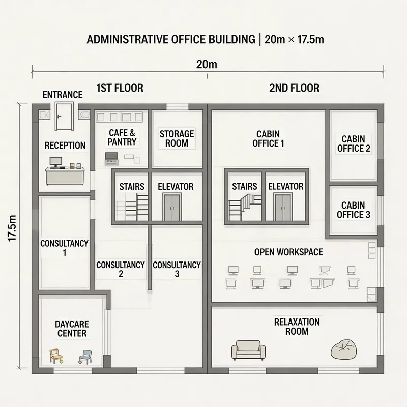 Detailed Floor Plan for Administrative Office Building