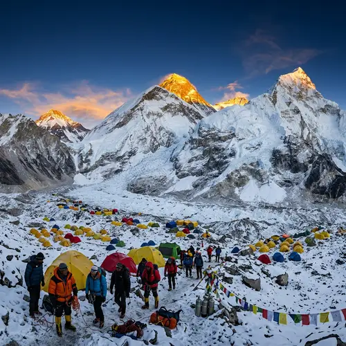 Panoramic View of Mount Everest at Dawn