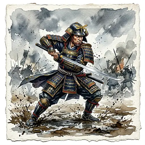 Samurai Warrior Watercolor Painting