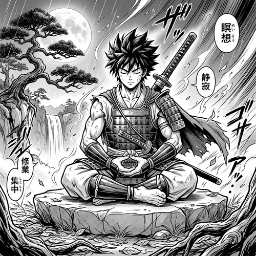 Manga Warrior Meditating: Find Inner Peace