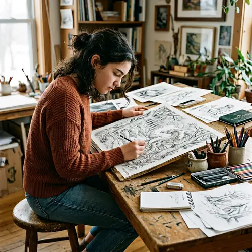 Teen Girl Drawing with Signature Name Nomopa | Artistic Creation