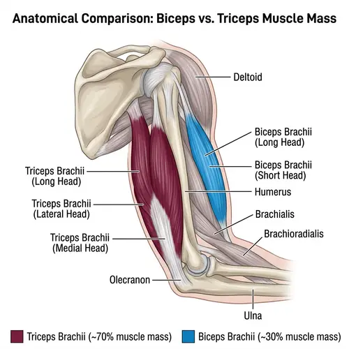 Anatomical Illustration of Muscular Arm: Triceps & Biceps
