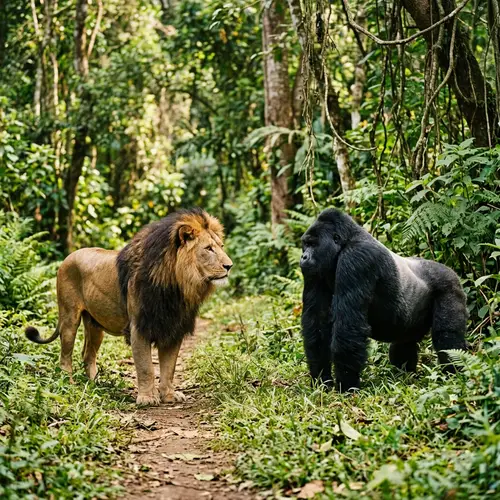 Lion and Gorilla Meeting in the Wild | Majestic Interaction