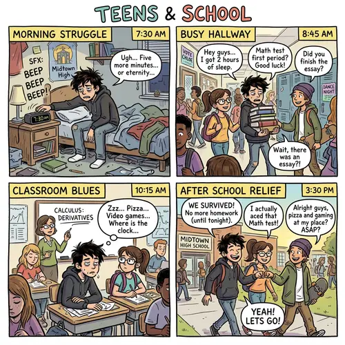 Teens and School: A Relatable Comic Strip