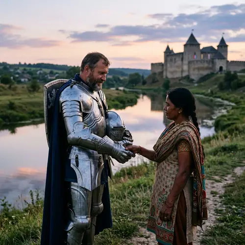 Knight Holding Human Hand: A Symbol of Unity