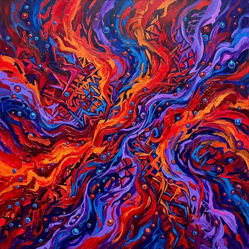 Vivid Enterovirus Meningitis Art - Abstract Representation