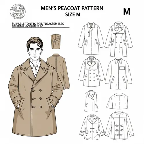 Downloadable Men's Peacoat Pattern - Size M A0