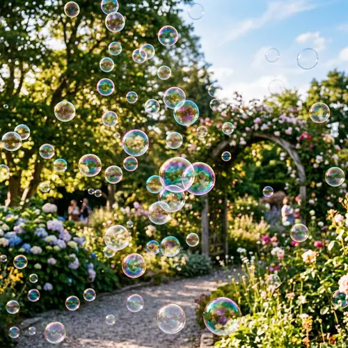 Transparent Bubbles Floating in Air - Reflecting Surrounding Colors
