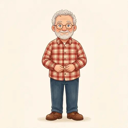 Charming Children's Book Illustration of an Elderly Man