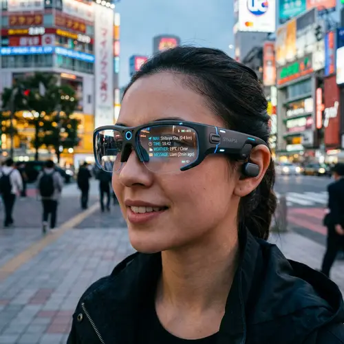 Futuristic High-Tech Glasses with Holographic Display