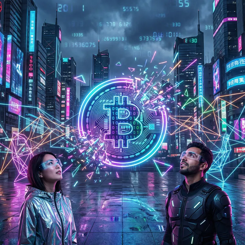 Digital Currency Explosion and Cyberpunk Aesthetic