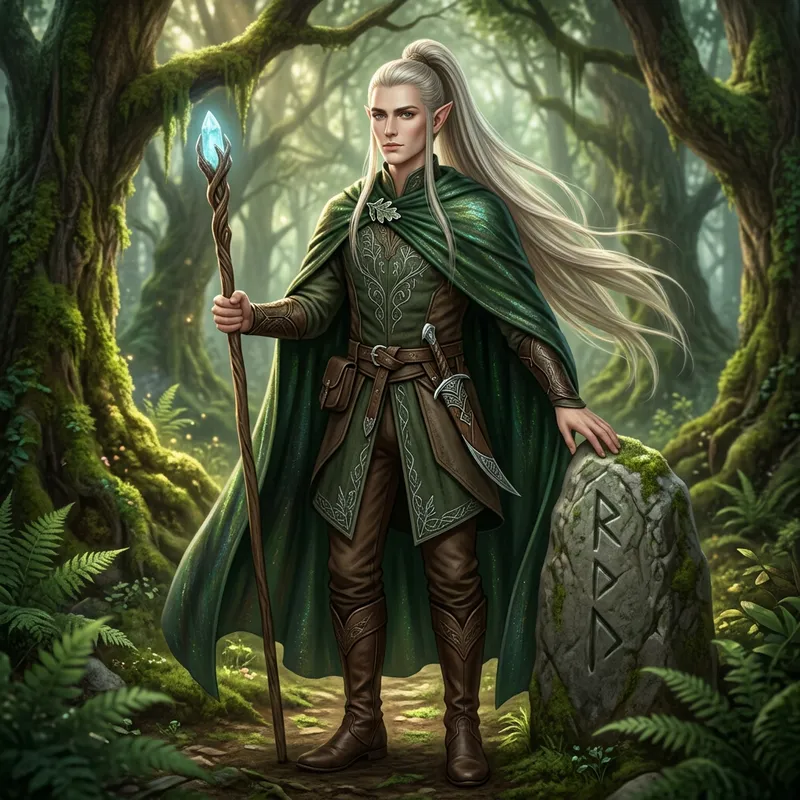 Graceful Androgynous Elf with Long Flowing Ponytail