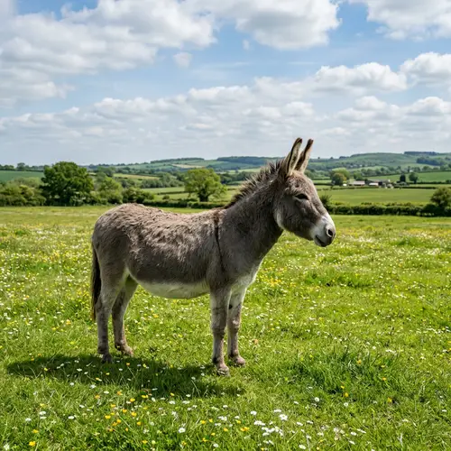 Graceful Donkey in a Serene Open Field