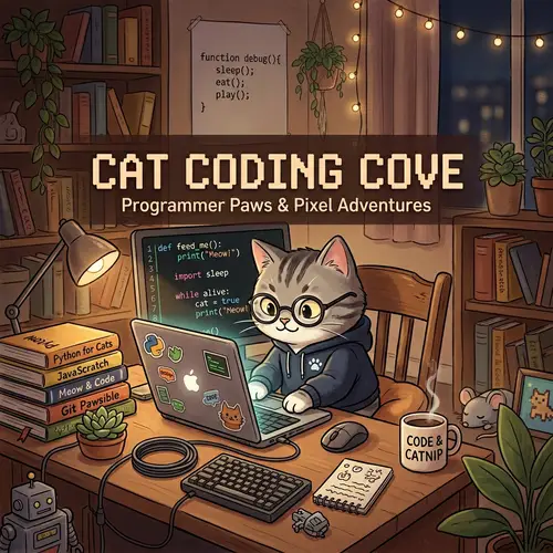 Humorous Cat Programmer YouTube Banner Design