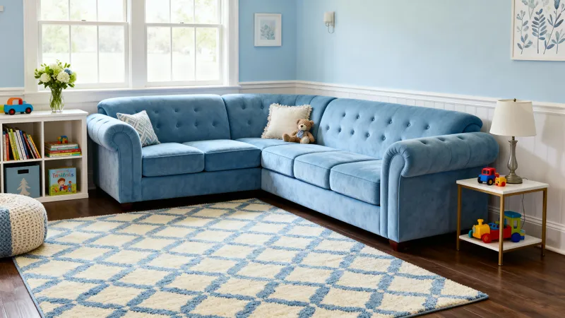 Transitional Blue Playroom Design Ideas