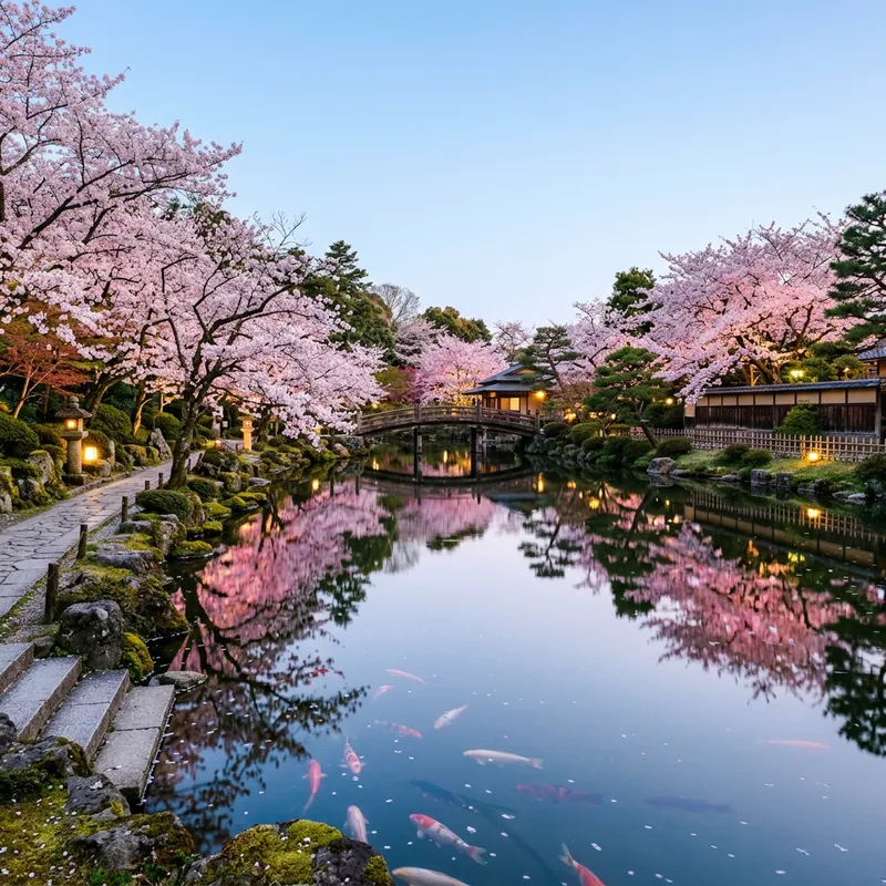 Japanese Cherry Blossom Pond