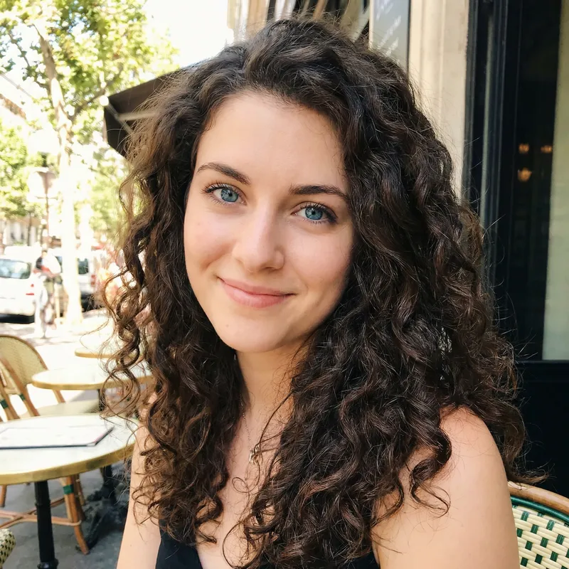 Photorealistic Beautiful Girl with Azure Blue Eyes and Long Curly Brown Hair