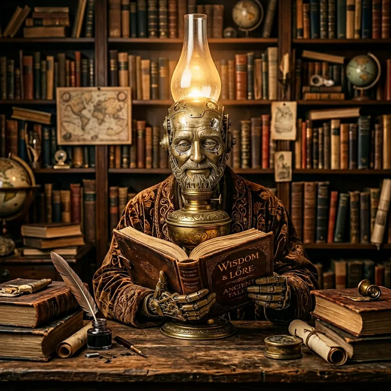 Vintage Lamp Transformed into a Wise Character Vintage Lamp Transformed into a Wise Character