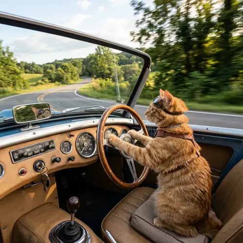 Cat Running a Car - Fun and Adorable Moments