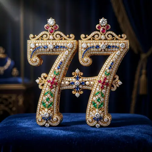 Regal Number 77 Jewelry - Shimmering Diamonds & Gems